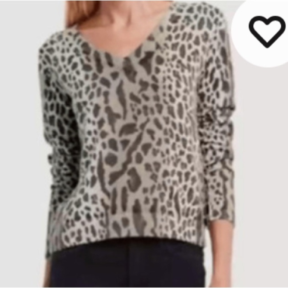 ATM Anthony Thomas Melillo Cotton & Cashmere Leopard Print Sweater‎ Sz XS